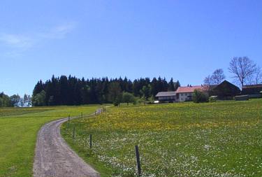 Landschaftsaufnahme mit einem Bauernhof